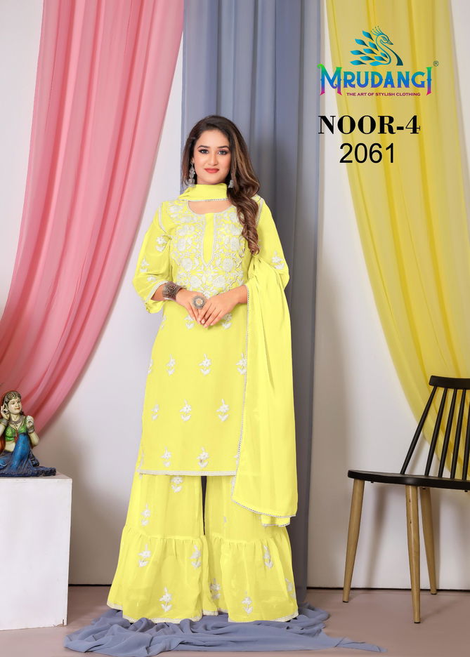 Noor 4 By Mrudangi Georgette With Cotton Readymade Sharara Suits Wholesale Market In Surat
